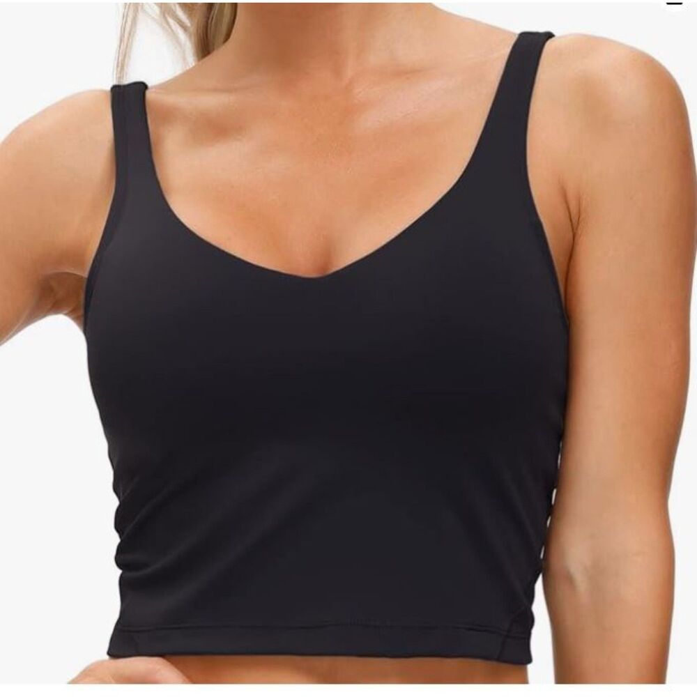 The Gym People Longline Sports Bra Black Size Large NWT Padded Tank Top